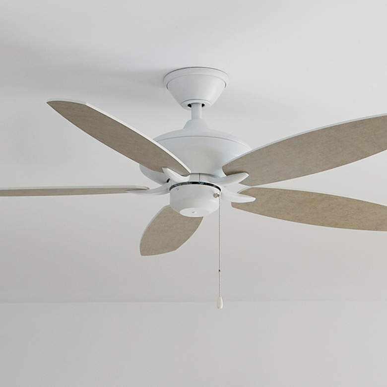 Image 2 52" Renew Matte White Ceiling Fan w/ Gray and White Blades