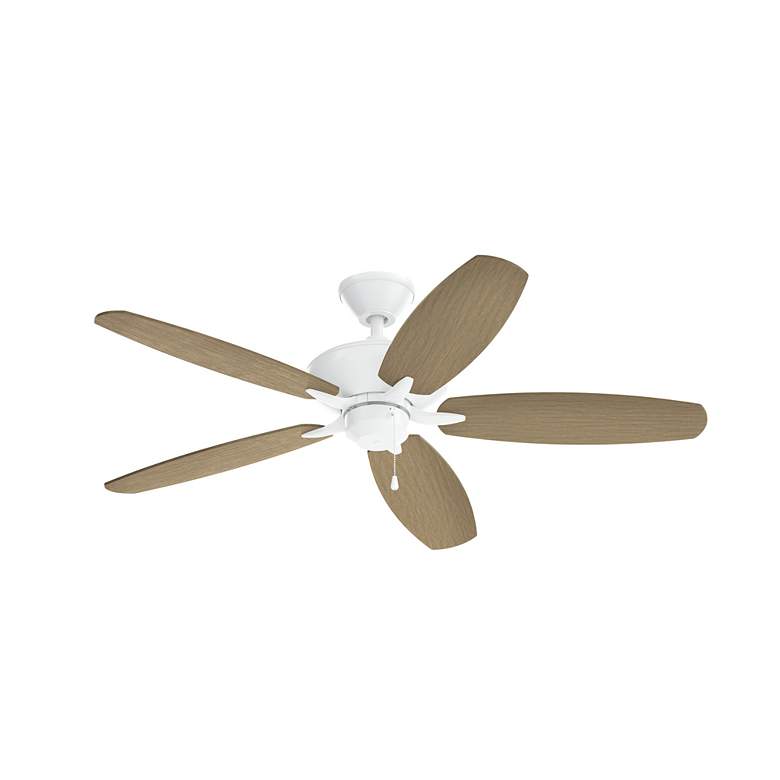 Image 4 52" Renew Matte White Ceiling Fan w/ Gray and White Blades more views