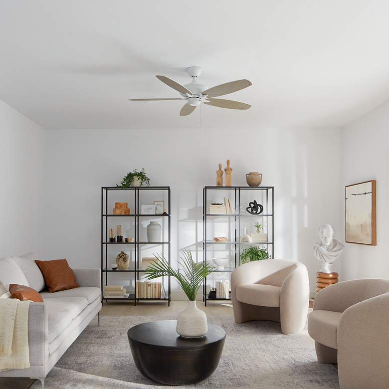 Image 7 52" Renew Matte White Ceiling Fan w/ Gray and White Blades more views