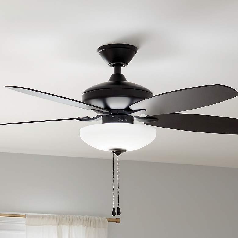 Image 1 52" Renew Satin Black Ceiling Fan w/ Black and Silver Blades