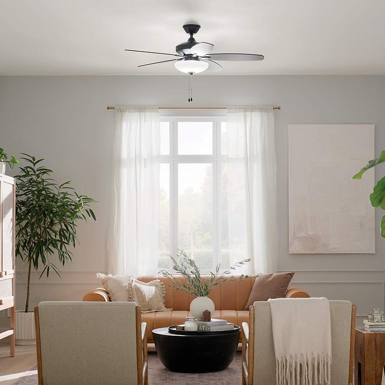 Image 6 52" Renew Satin Black Ceiling Fan w/ Black and Silver Blades more views