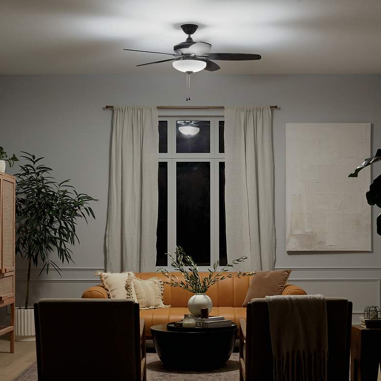 Image 7 52" Renew Satin Black Ceiling Fan w/ Black and Silver Blades more views