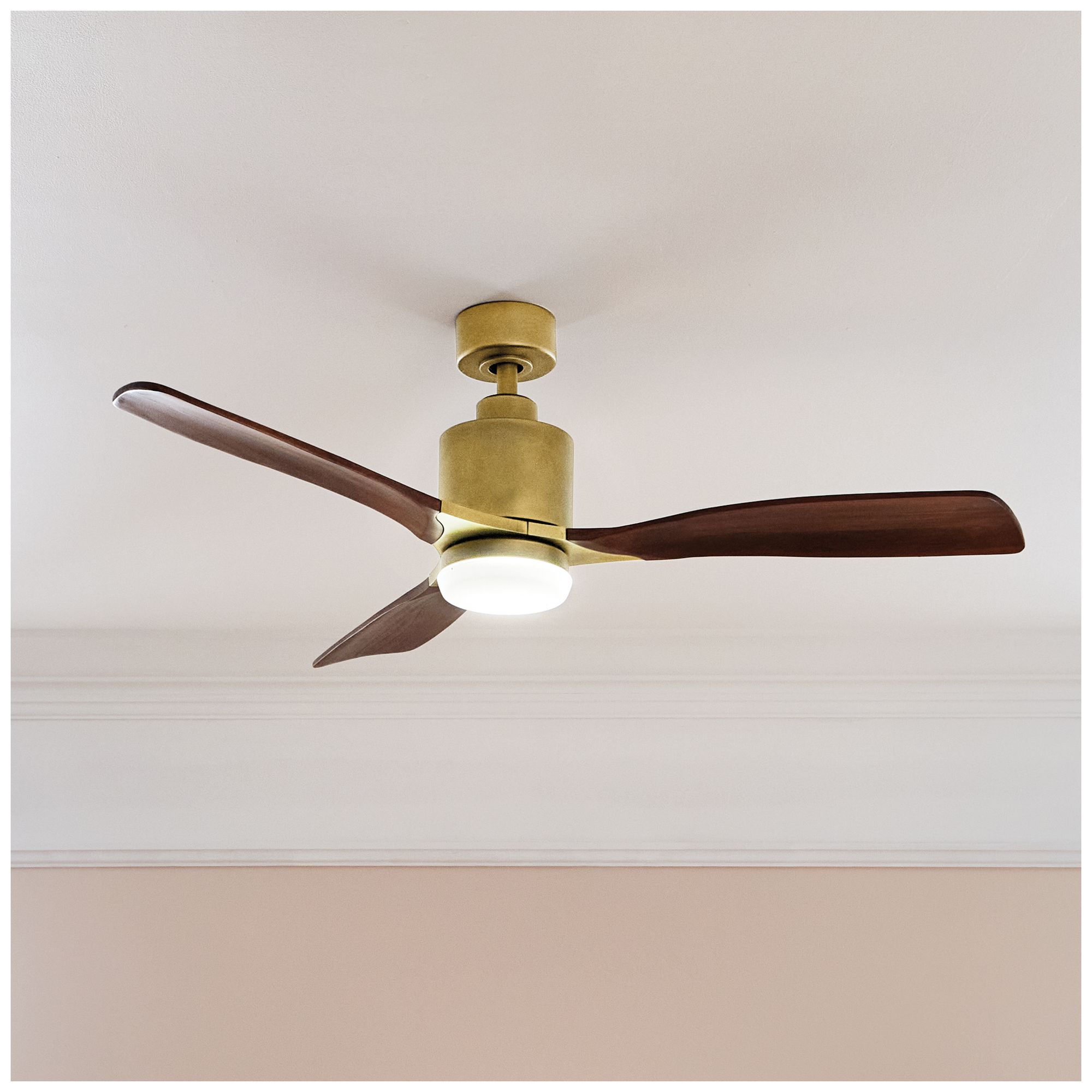 52" Ridley Natural Brass LED Ceiling Fan with Cherry Blades