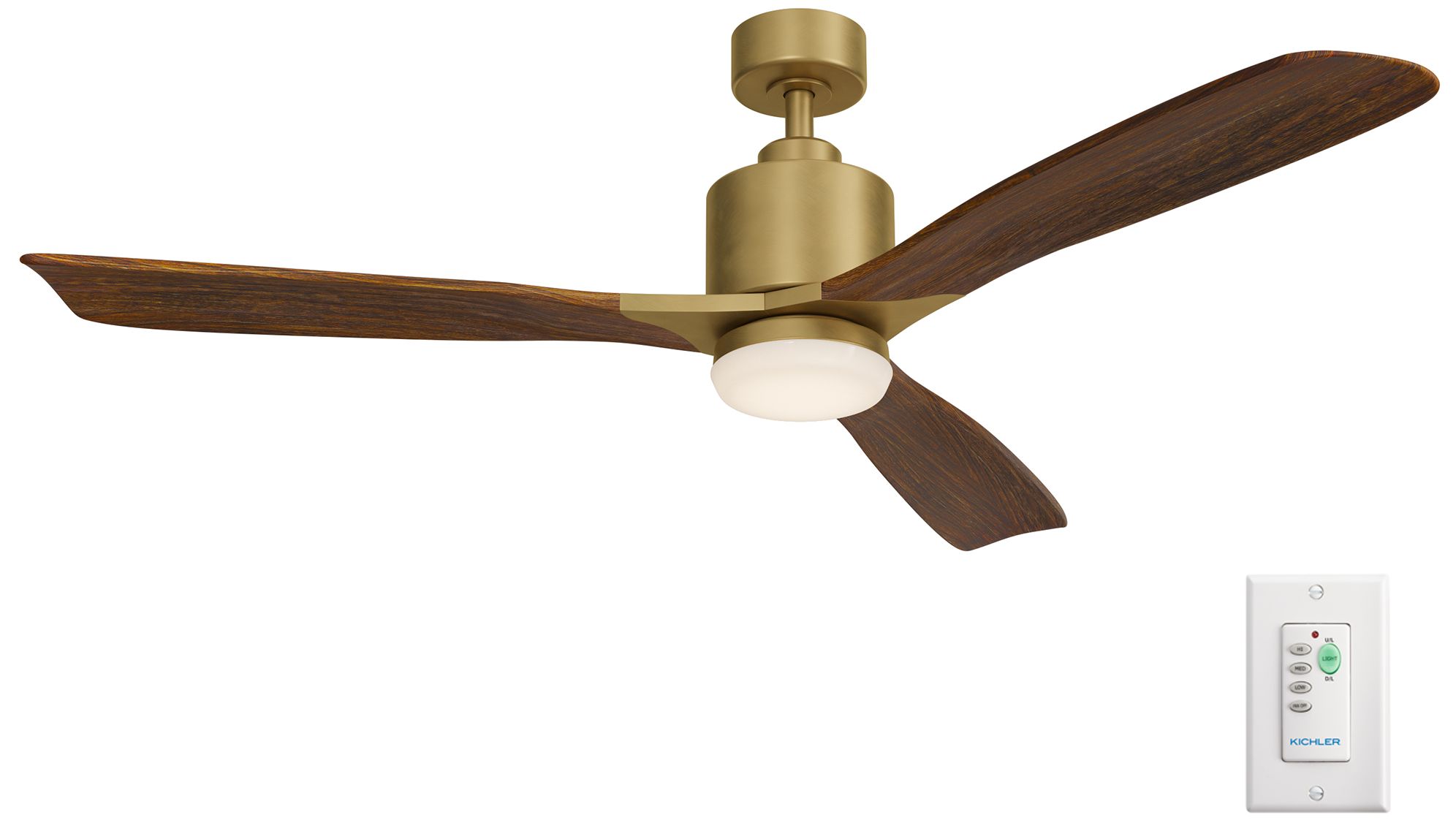 52" Ridley Natural Brass LED Ceiling Fan with Cherry Blades