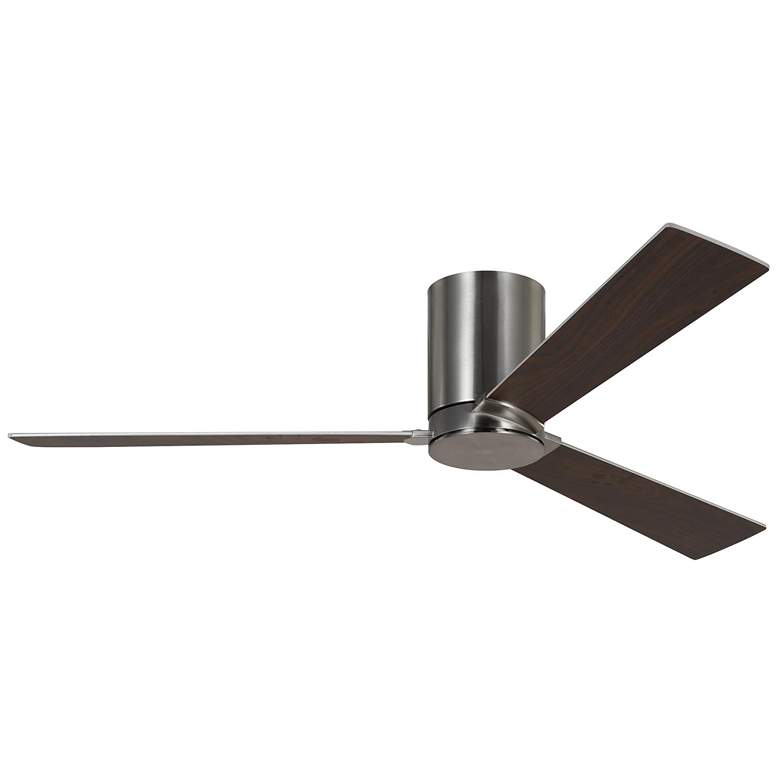 Image 1 52" Rozzen Brushed Steel Hugger Ceiling Fan w/ Walnut Blades
