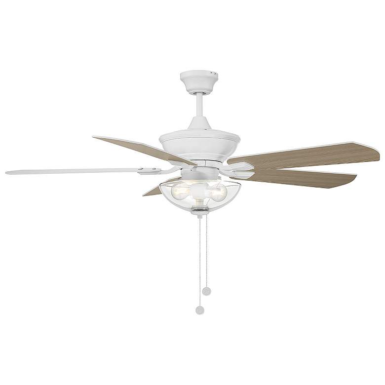 Image 1 52" Savoy House 2-Light Matte White Pull Chain Outdoor Ceiling Fan