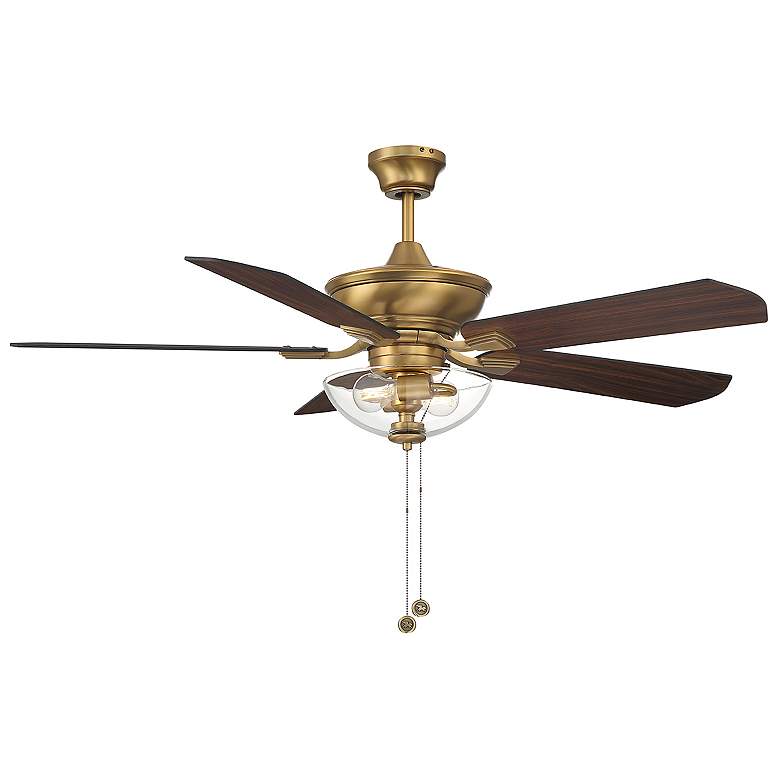 Image 1 52" Savoy House 2-Light Natural Brass Pull Chain Outdoor Ceiling Fan