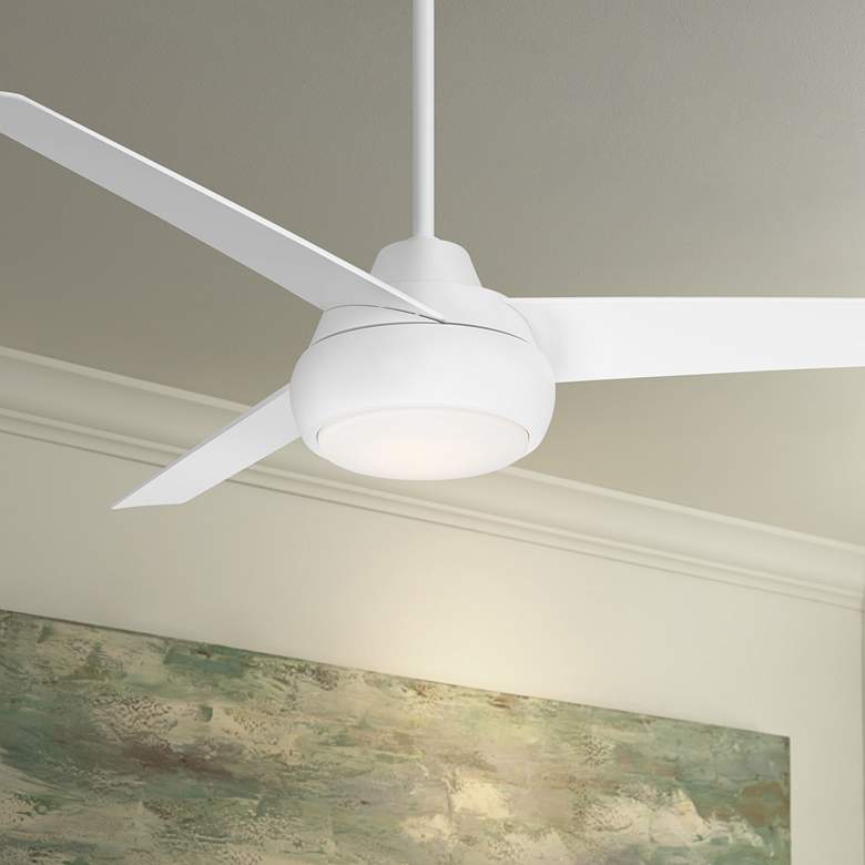 Image 1 52 inch Skye Hawk Matte White Modern Indoor LED Ceiling Fan with Remote