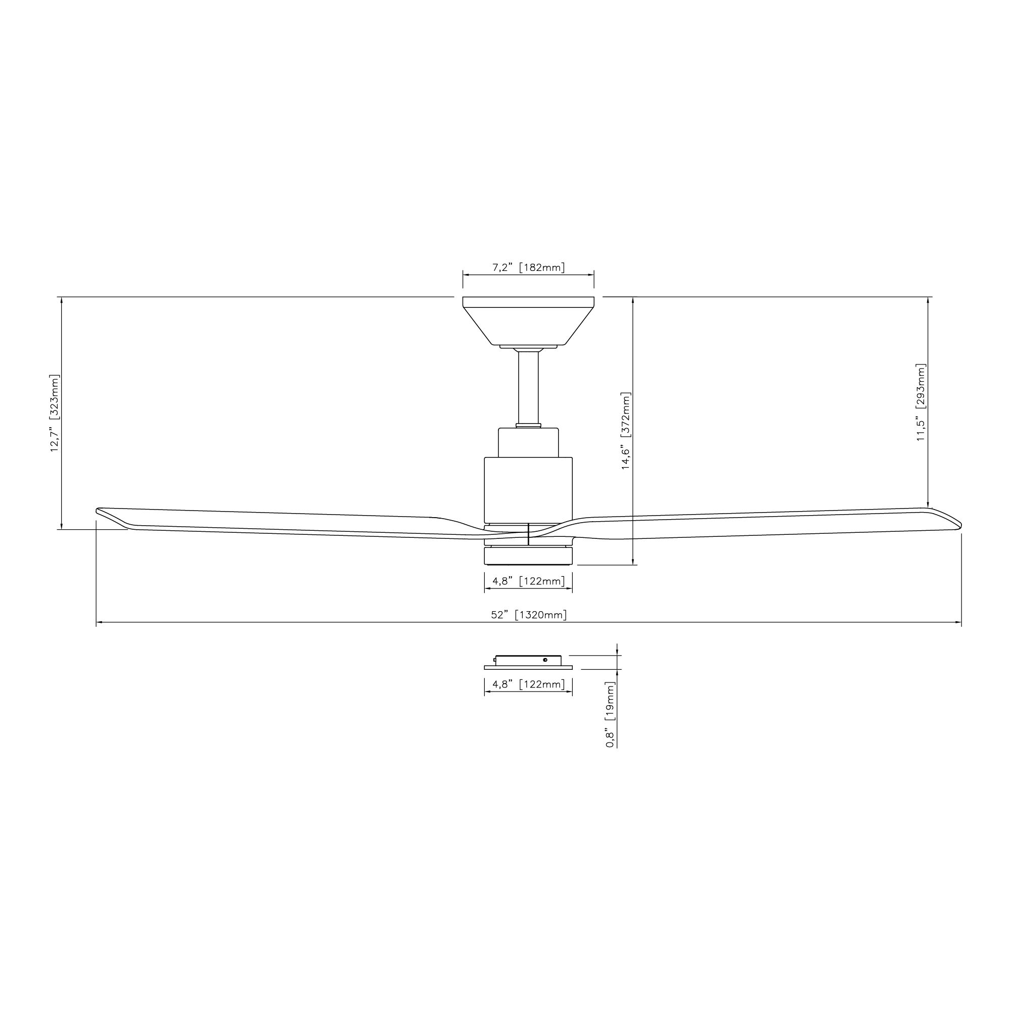 52" Smooth Matte Black LED Smart Ceiling Fan