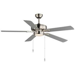 52" Super-Max Maxim Satin Nickel Finish LED Pull-Chain Ceiling Fan