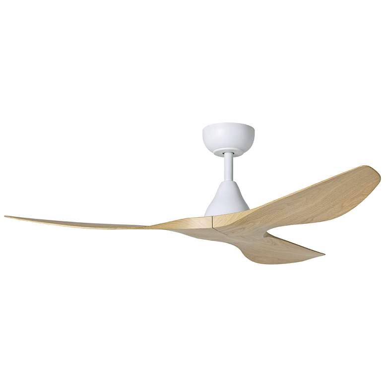 Image 1 52" Surfline Matte White Ceiling Fan w/ Coastal Oak Blades