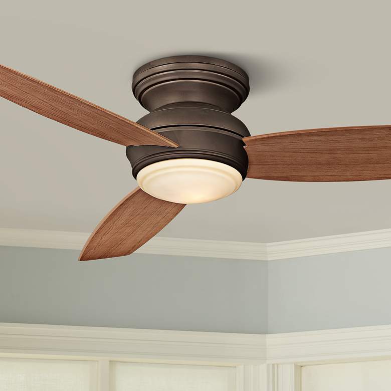 Image 1 52 inch Traditional Concept Bronze Flushmount LED Fan with Wall Control