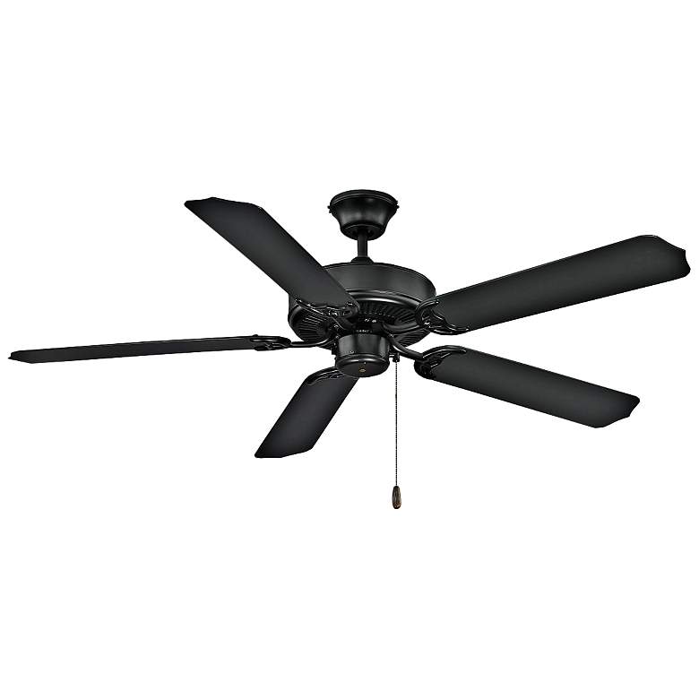 Image 1 52" Traditional Matte Black Ceiling Fan with Black Blades