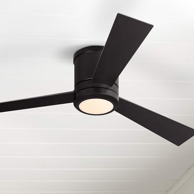 Image 1 52" Visual Comfort Clarity LED Bronze Indoor Hugger Fan with Remote