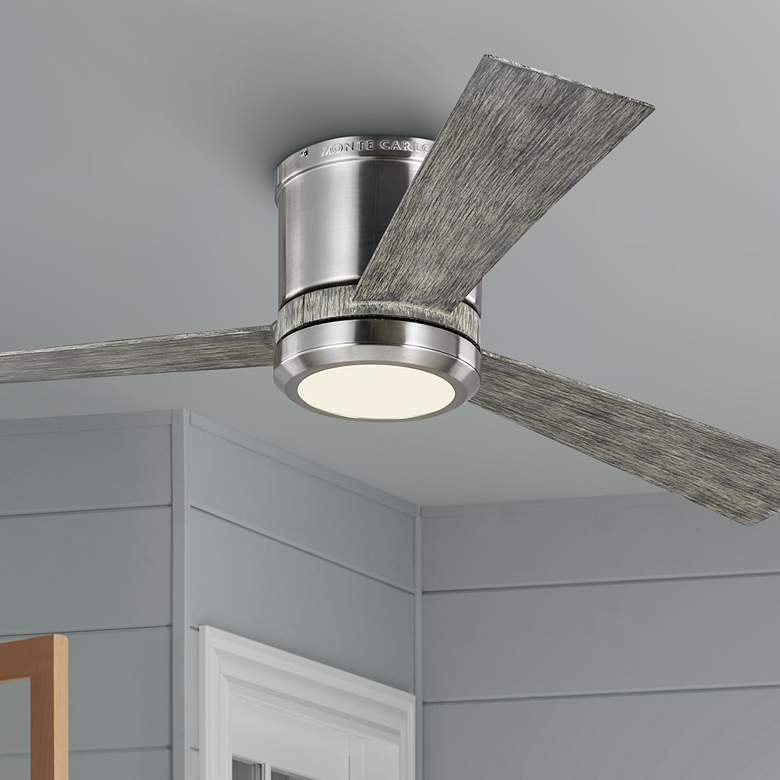 Image 1 52" Visual Comfort Clarity Max Steel LED Hugger Fan with Remote