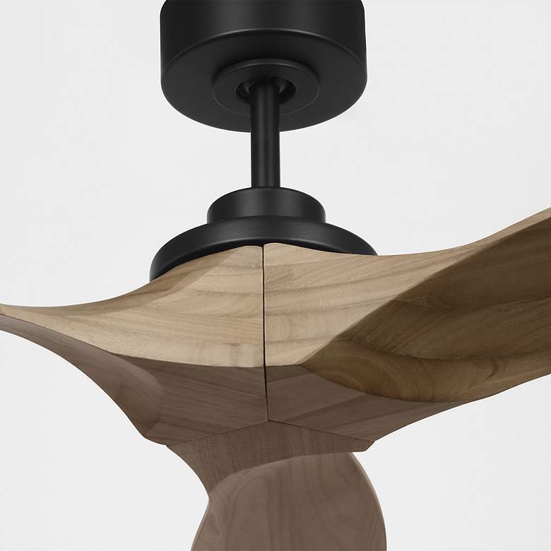 Image 2 52" Visual Comfort Collins Black-Honey Damp Rated Smart Ceiling Fan more views