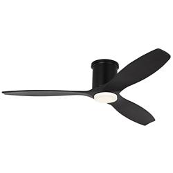 52" Visual Comfort Collins Midnight Black Outdoor Hugger LED Smart Fan