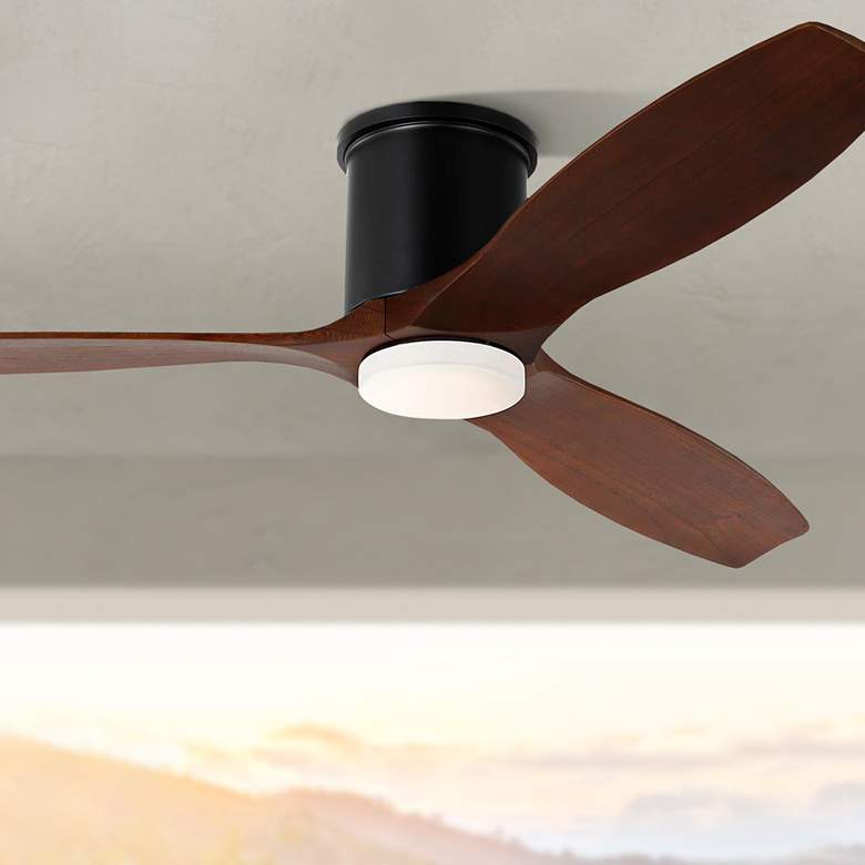 Image 1 52" Visual Comfort Collins Midnight Black Outdoor Hugger LED Smart Fan