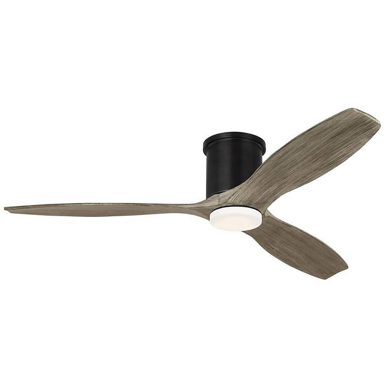Image 1 52" Visual Comfort Collins Oak and Pewter Outdoor Hugger LED Smart Fan