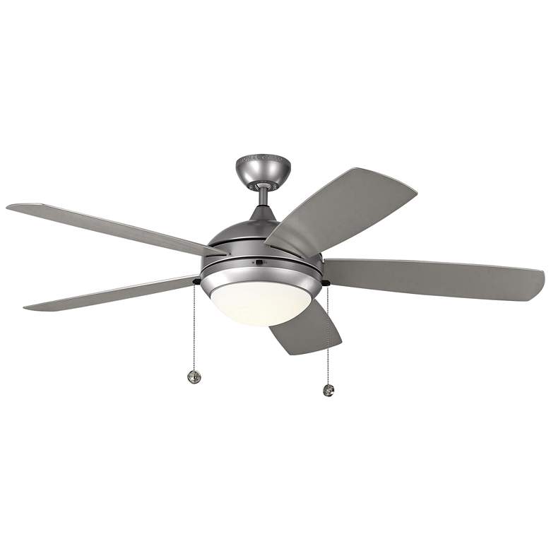 Image 2 52" Visual Comfort Discus Brushed Steel Pull Chain Outdoor Ceiling Fan