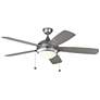 2_52" Visual Comfort Discus Brushed Steel Pull Chain Outdoor Ceiling Fan