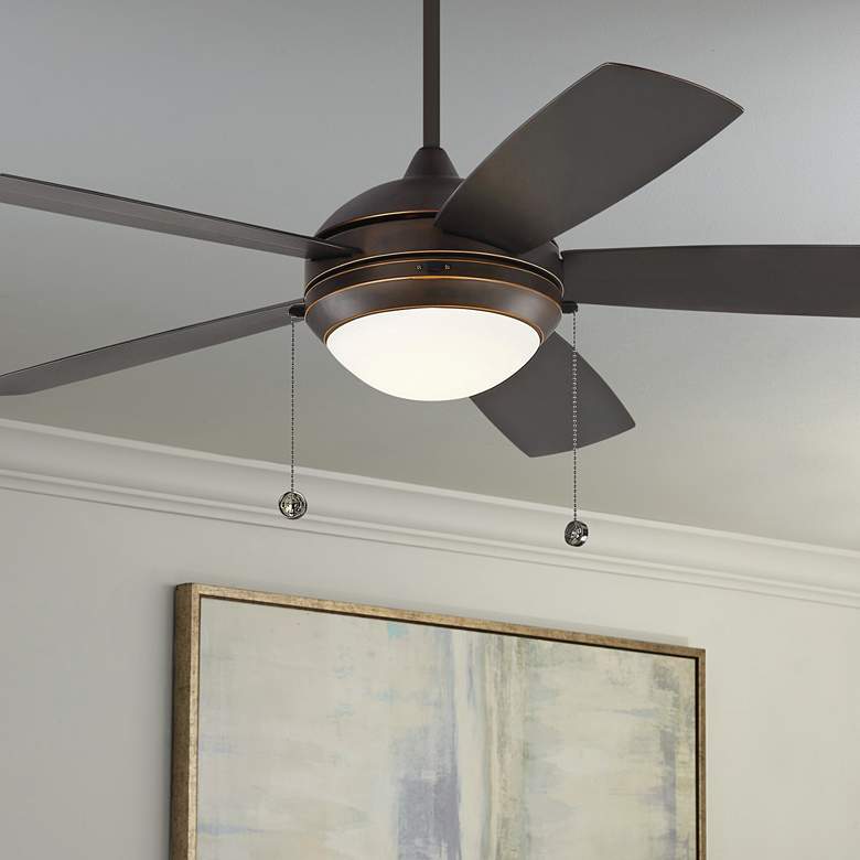 Image 1 52" Visual Comfort Discus Roman Bronze Outdoor Pull Chain Ceiling Fan
