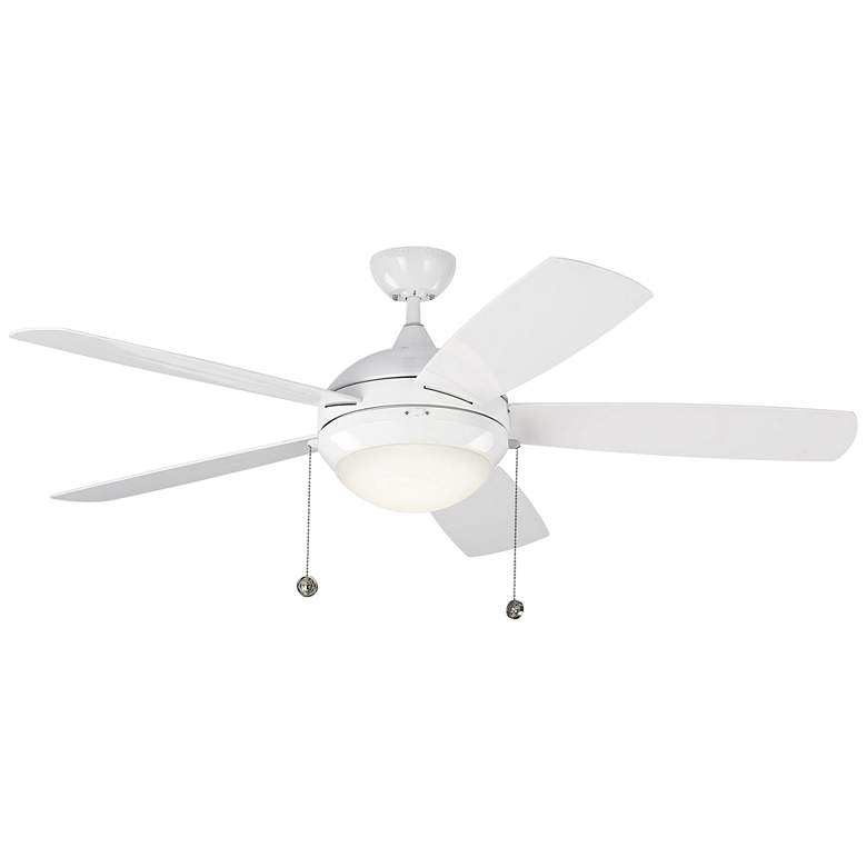Image 2 52" Visual Comfort Discus White LED Outdoor Pull Chain Ceiling Fan