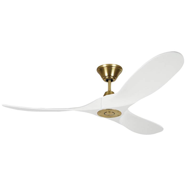 Image 2 52" Visual Comfort Maverick II Brass White DC Ceiling Fan with Remote