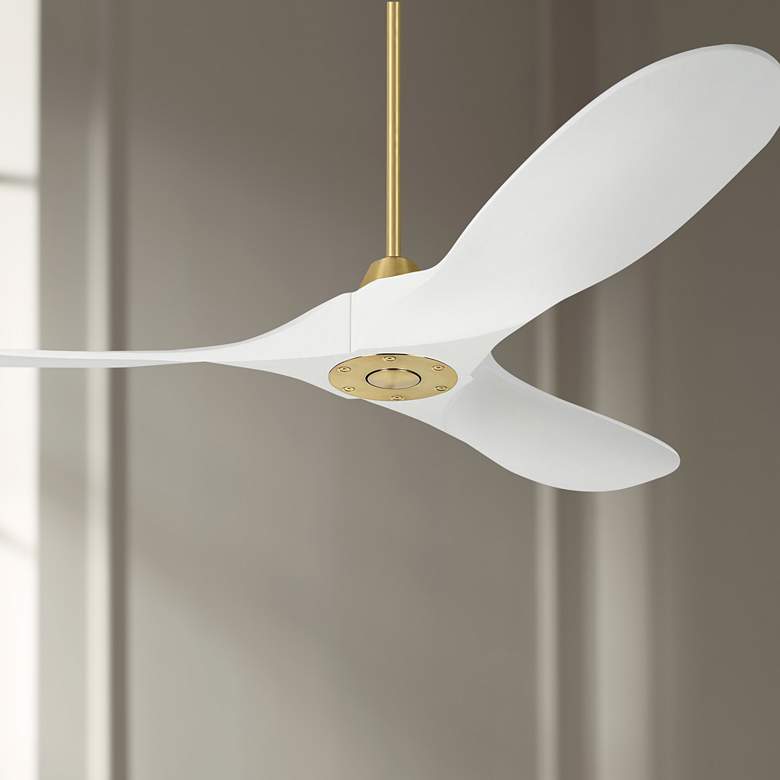 Image 1 52" Visual Comfort Maverick II Brass White DC Ceiling Fan with Remote