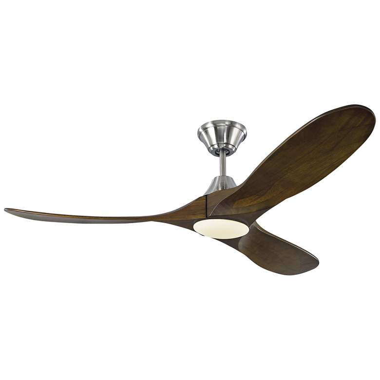 Image 2 52" Visual Comfort Maverick II Brushed Steel LED Damp Fan with Remote