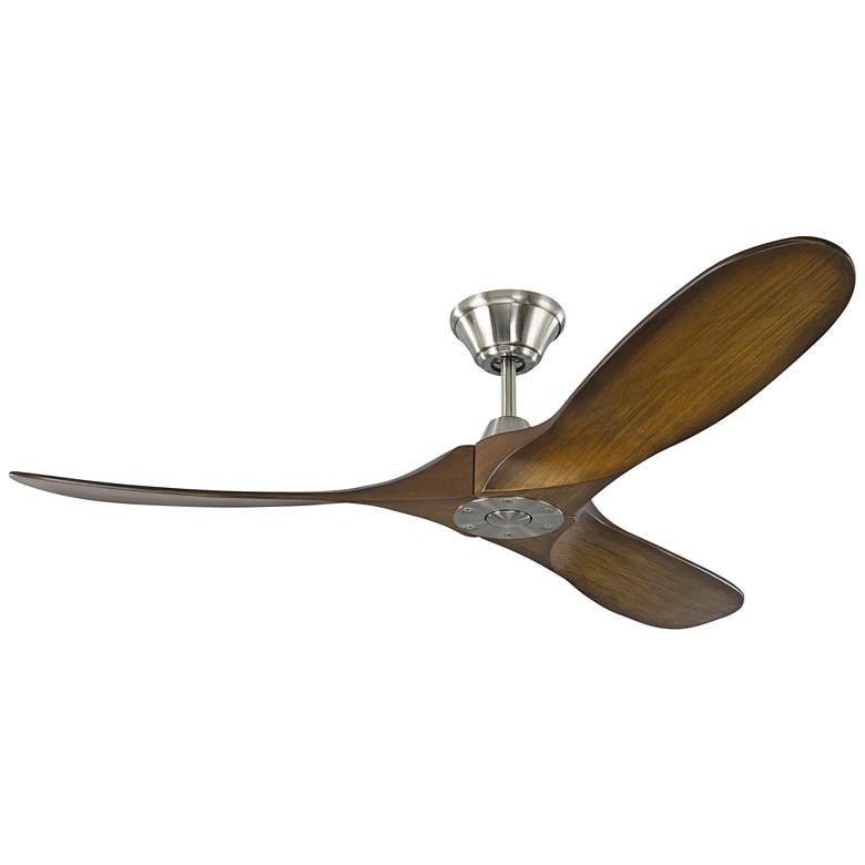 Image 2 52" Visual Comfort Maverick II Koa Brushed Steel Damp Fan with Remote
