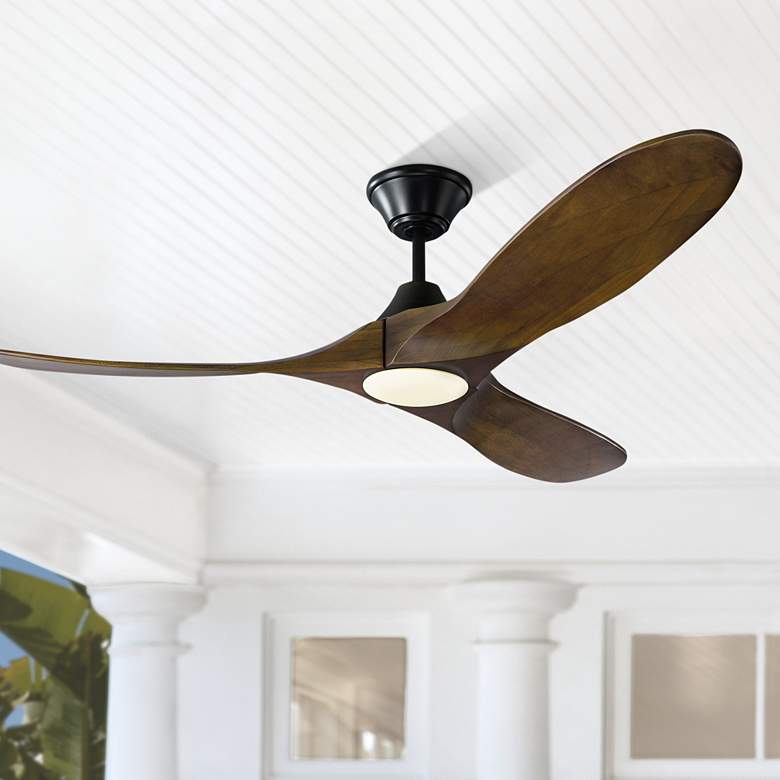 Image 1 52" Visual Comfort Maverick II Matte Black LED Ceiling Fan with Remote