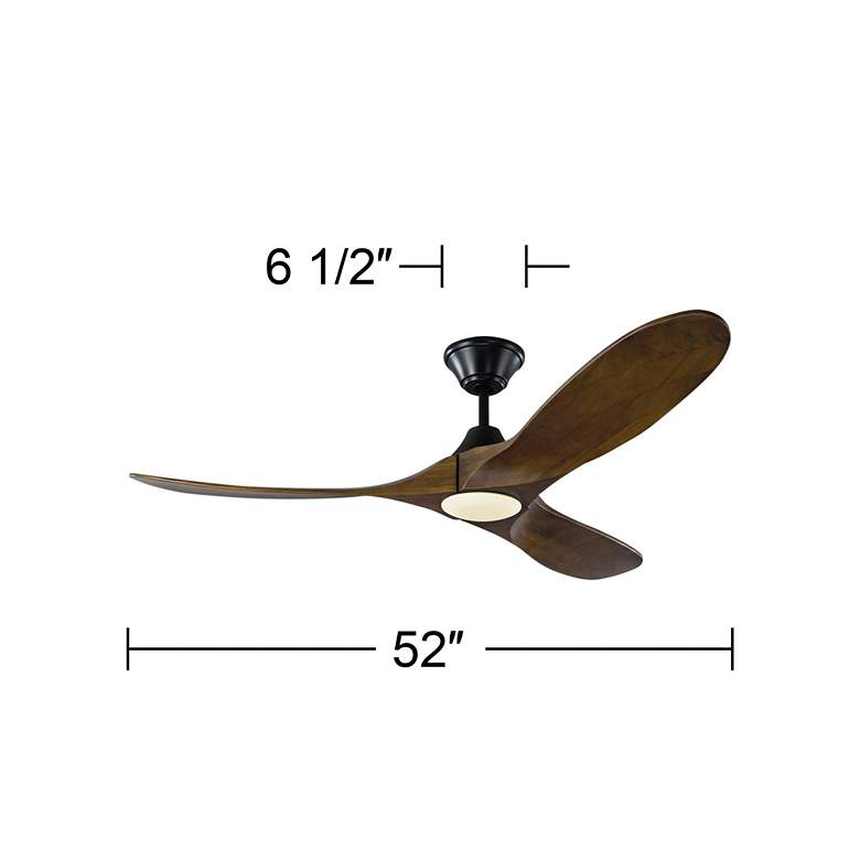 Image 4 52" Visual Comfort Maverick II Matte Black LED Ceiling Fan with Remote more views