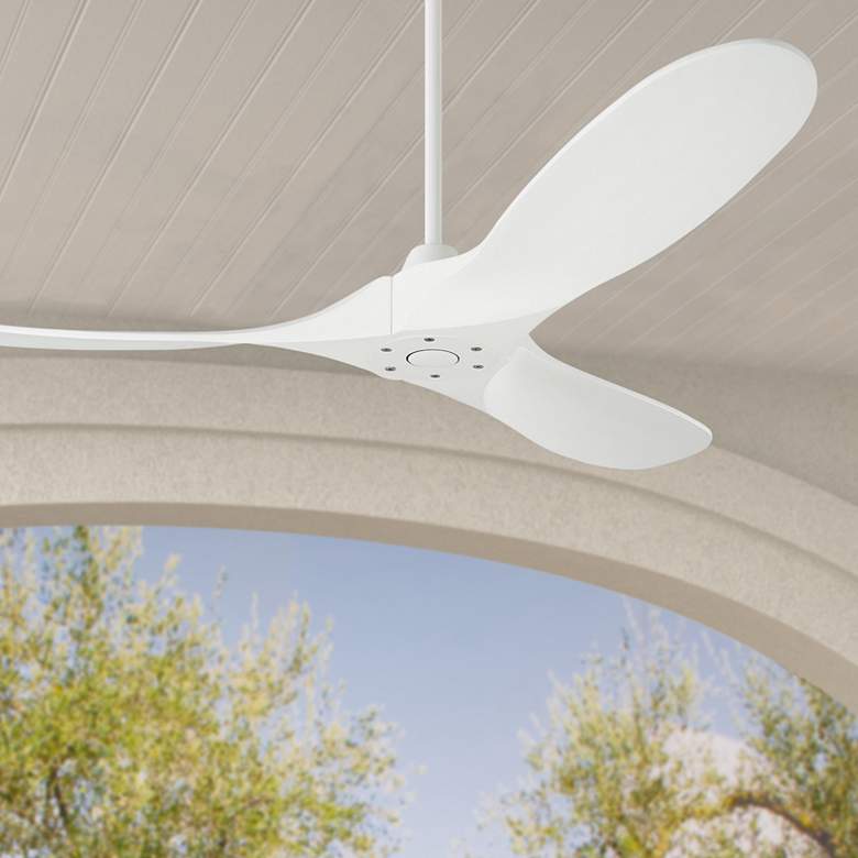 Image 1 52" Visual Comfort Maverick II Matte White Damp Rated Fan with Remote