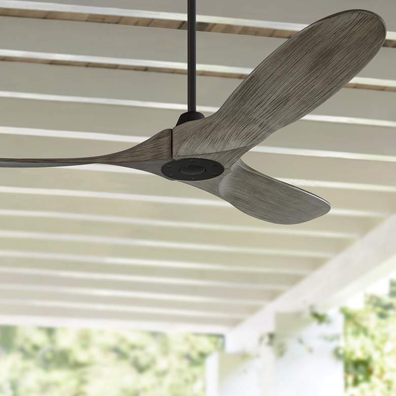 Image 1 52" Visual Comfort Maverick II Pewter Damp Ceiling Fan with Remote