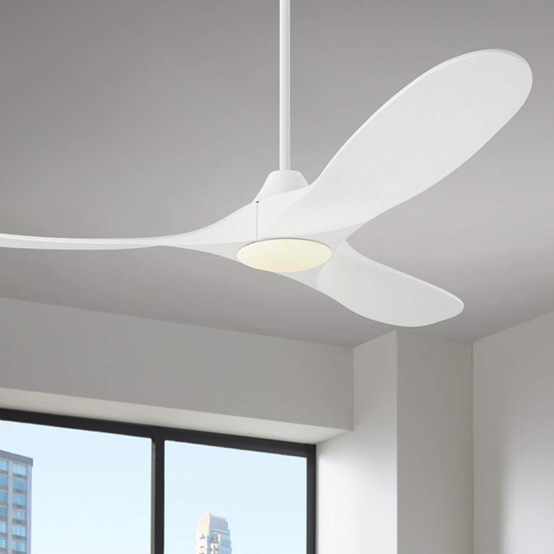 Image 1 52" Visual Comfort Maverick Matte White LED Ceiling Fan With Remote