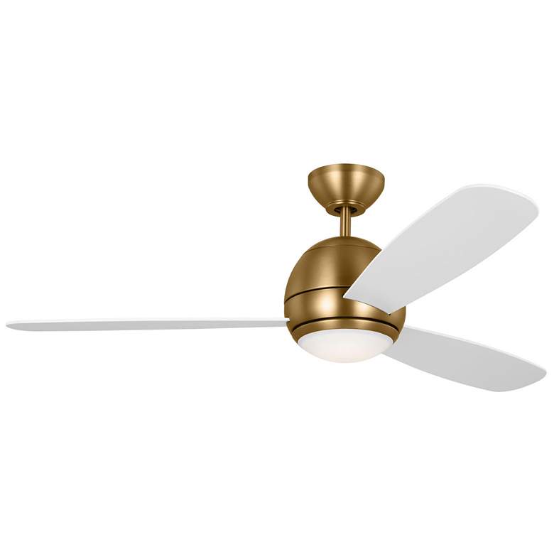 Image 1 52" Visual Comfort Orbis Satin Brass LED Fan w/ White Blades