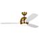 52" Visual Comfort Orbis Satin Brass LED Fan w/ White Blades