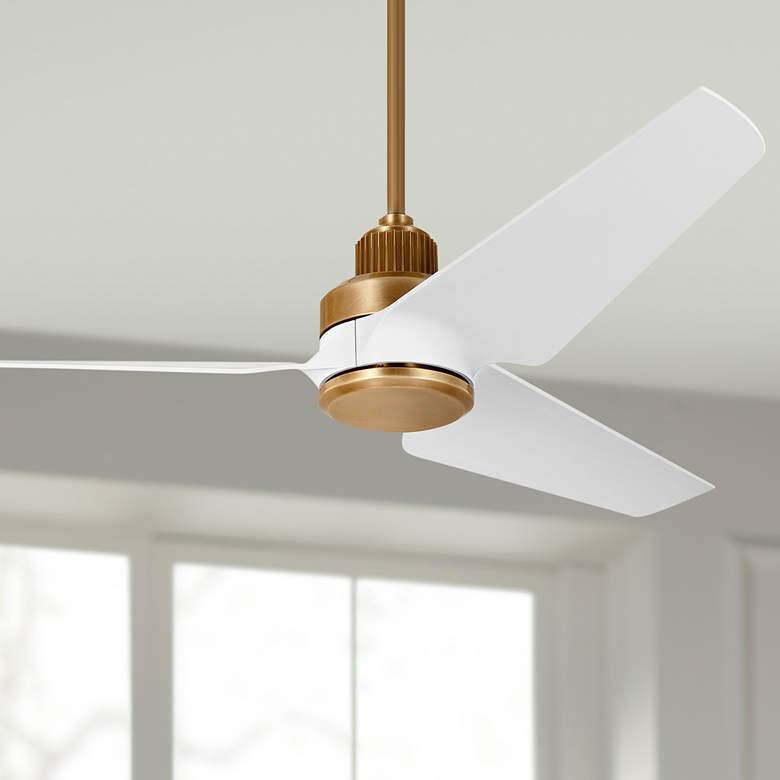 Image 1 52" Visual Comfort Ruhlmann Antique Brass Smart CCT LED Ceiling Fan
