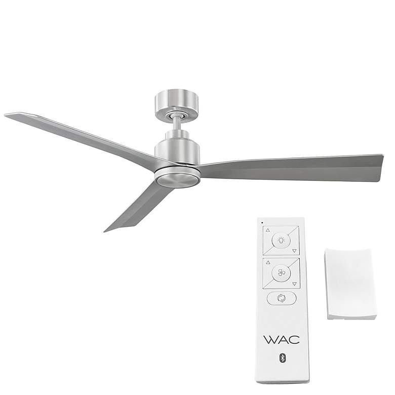 Image 3 52" WAC Clean Brushed Aluminum Smart Wet Ceiling Fan with Remote more views