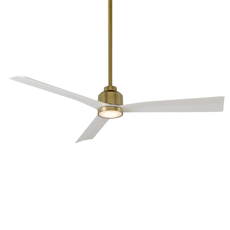Image 1 52" WAC Clean Damp Rated LED Soft Brass Ceiling Fan with Smart Control
