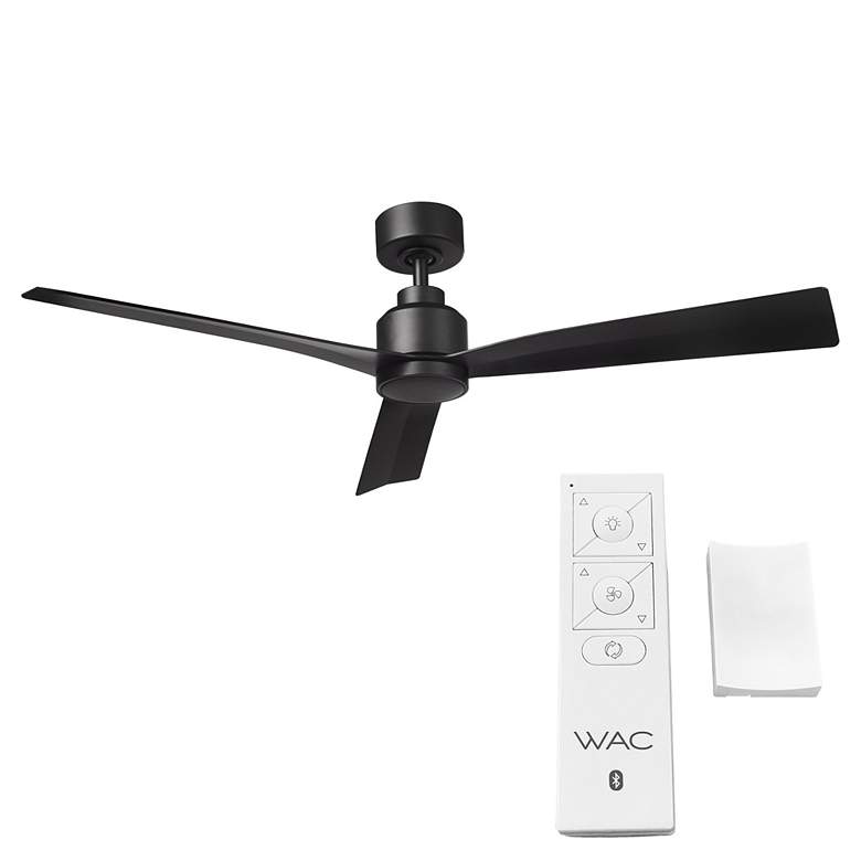 Image 5 52" WAC Clean Matte Black Smart Wet Ceiling Fan with Remote more views