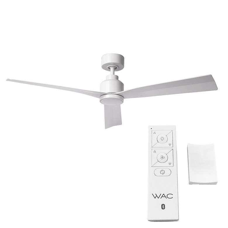 Image 4 52" WAC Clean Matte White Smart Wet Ceiling Fan with Remote more views