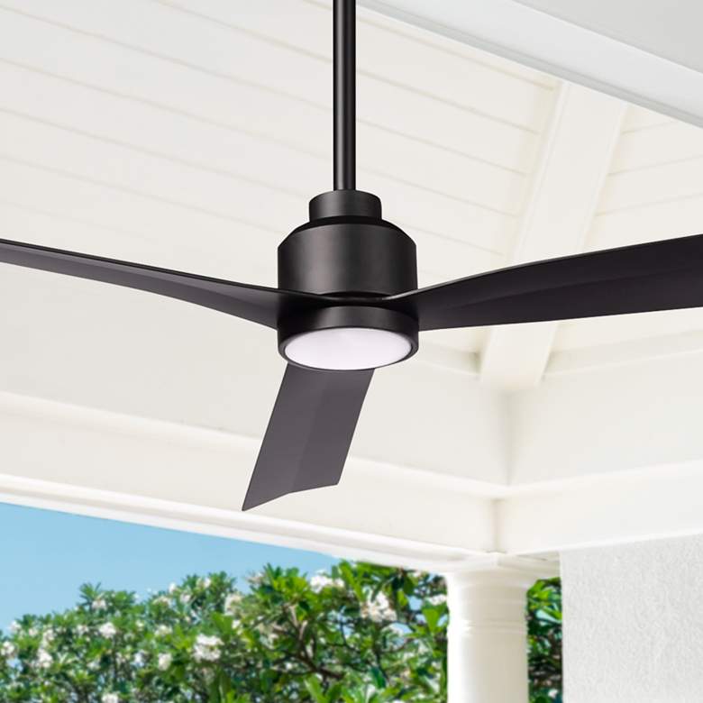 Image 1 52 inch WAC Clean Wet Rated LED Matte Black Smart Ceiling Fan with Remote