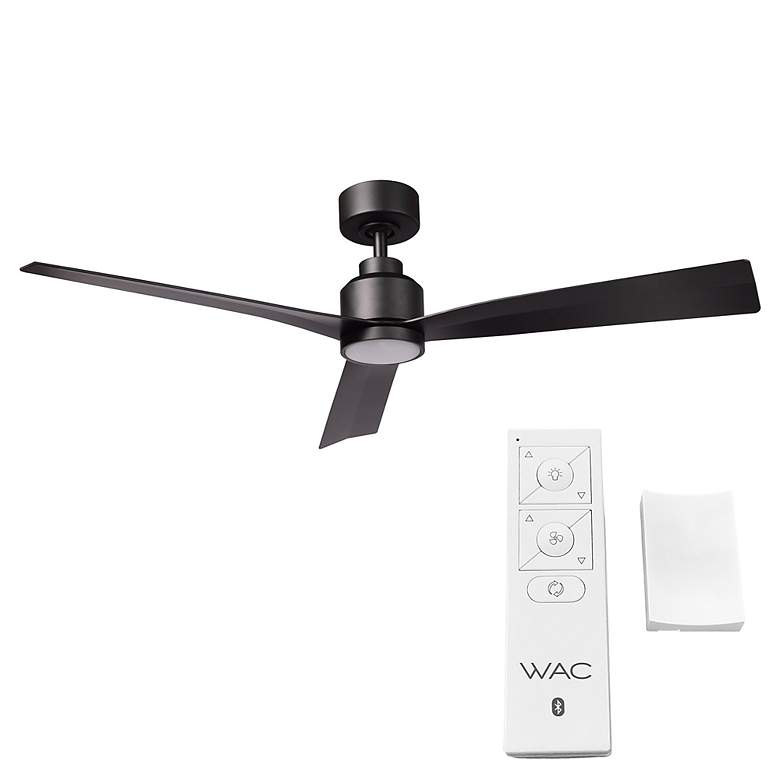 Image 5 52" WAC Clean Wet Rated LED Matte Black Smart Ceiling Fan with Remote more views