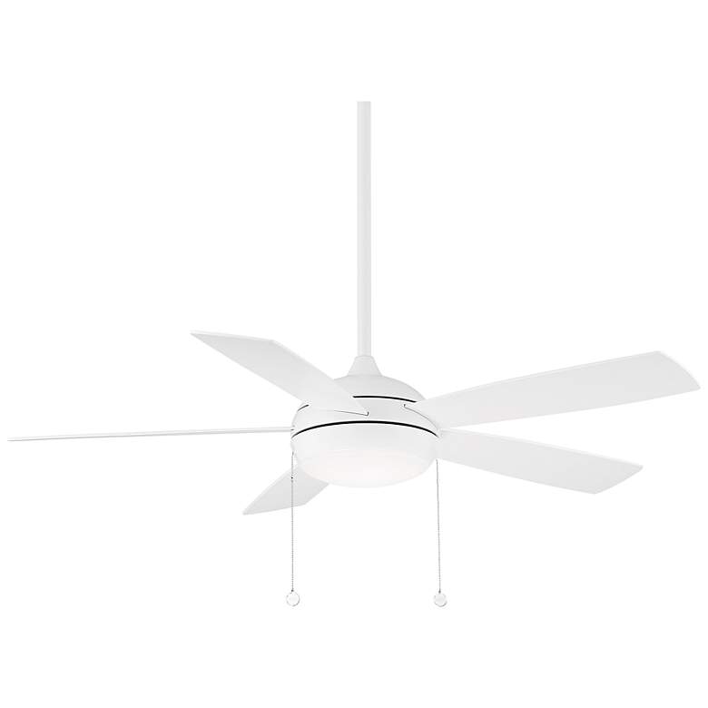 Image 1 52" WAC Disc II LED Matte White Indoor Ceiling Fan with Pull Chain