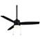 52" WAC Limited Atlantis Matte Black LED Ceiling Fan with Pull Chain