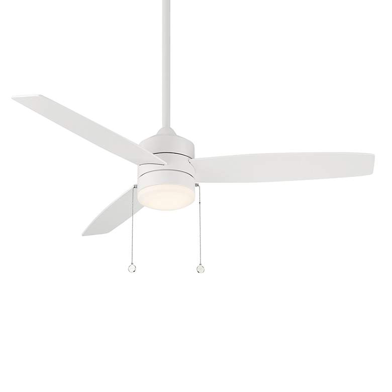 Image 1 52" WAC Limited Atlantis Matte White LED Ceiling Fan with Pull Chain