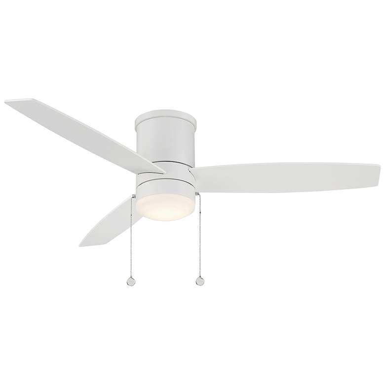 Image 1 52 inch WAC Limited Atlantis Matte White LED Hugger Pull Chain Ceiling Fan