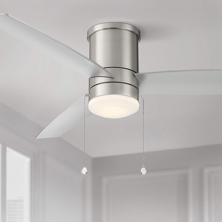 Image 2 52" WAC Limited Atlantis Nickel Damp Rated LED Hugger Pull Chain Fan